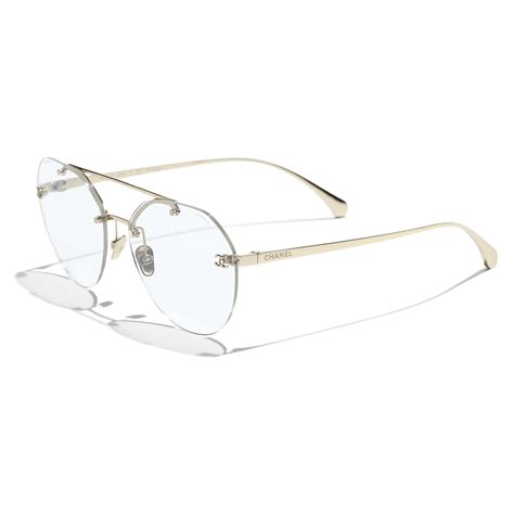 chanel glasses offset|Pilot Blue Light Glasses Titanium Light Gold .